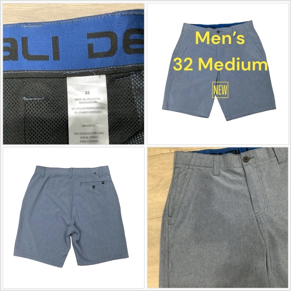 Men's Denali 32 Medium Golf Shorts Khakis Chino Blue Lightweight Stretch NWOT